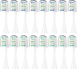 Replacement Toothbrush Heads for Philips Sonicare - 16 Pack Soft Gentle Bristles, Compatible with Most Sonicare Click-On Electric Toothbrushes, (White)