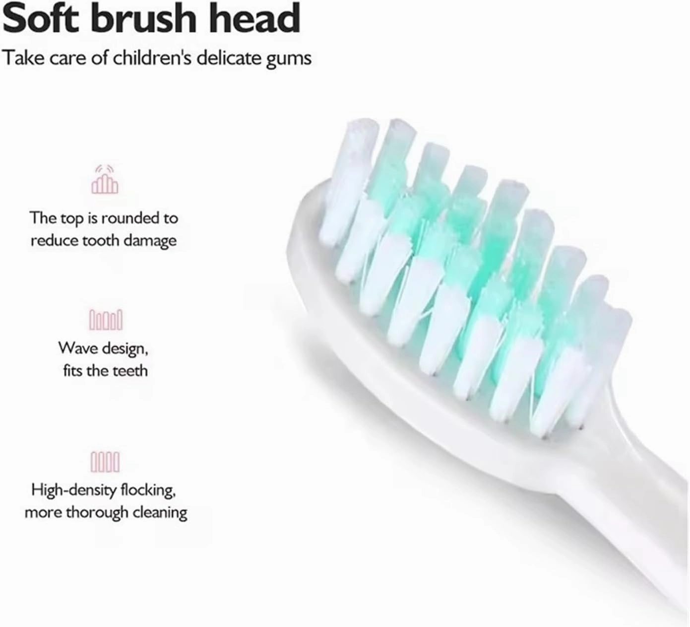 Replacement Brush Heads Compatible for Children Sonic Electric Toothbrush Soft Brush Head Deep Clean Smart Tips Accessories(Red 10pcs Head)