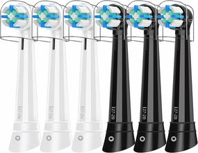Replacement Heads Compatible with Oral B iO Toothbrush, for Oral B iO 2/3/4/5/6/7/8/9/10 Series Electric Toothbrushes, Medium Softness for Protect Teeth and Gums, 6 Pack, White/Black