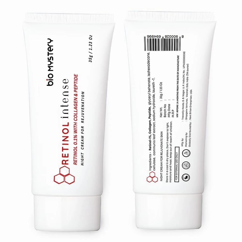 Retinol 0.1% Intense Cream with Collagen & Peptides – Night Cream – Smooths Fine Lines – 35g / 1.23 oz