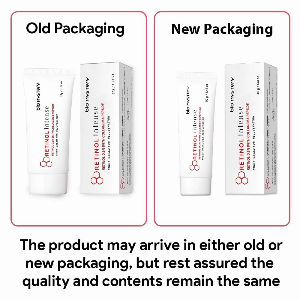 Retinol 0.1% Intense Cream with Collagen & Peptides – Night Cream – Smooths Fine Lines – 35g / 1.23 oz