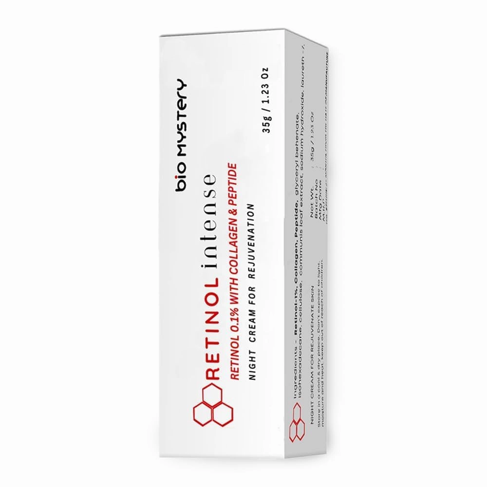Retinol 0.1% Intense Cream with Collagen & Peptides – Night Cream – Smooths Fine Lines – 35g / 1.23 oz