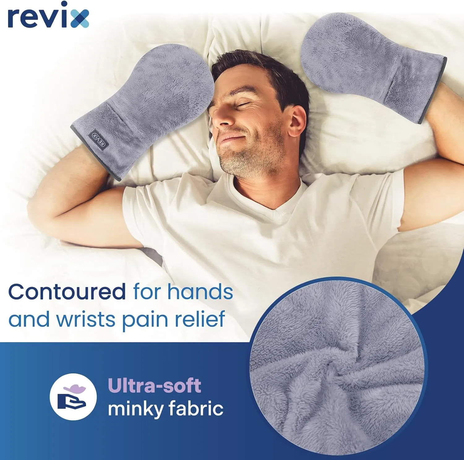 REVIX Heated Mitts for Hand Therapy, Microwavable Hand Warmer for Women and Men, Microwavable Therapy Mittens Unscented Hands Muff