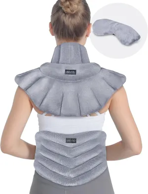 REVIX Microwave Heating Pad for Neck and Shoulders Lower Back, Warm Compress Heated Back Wrap with Weighted Plush, Hot Eye Mask, Set of 3