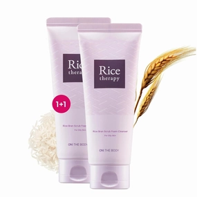 Rice Therapy Rice Bran Foam Cleanser (5.1 5.1fl oz, Pack of 2) - Facial Deep Cleansing Foam for Oily Skin. Radiant, Smooth Skin with Gentle Scrub for Men & Women