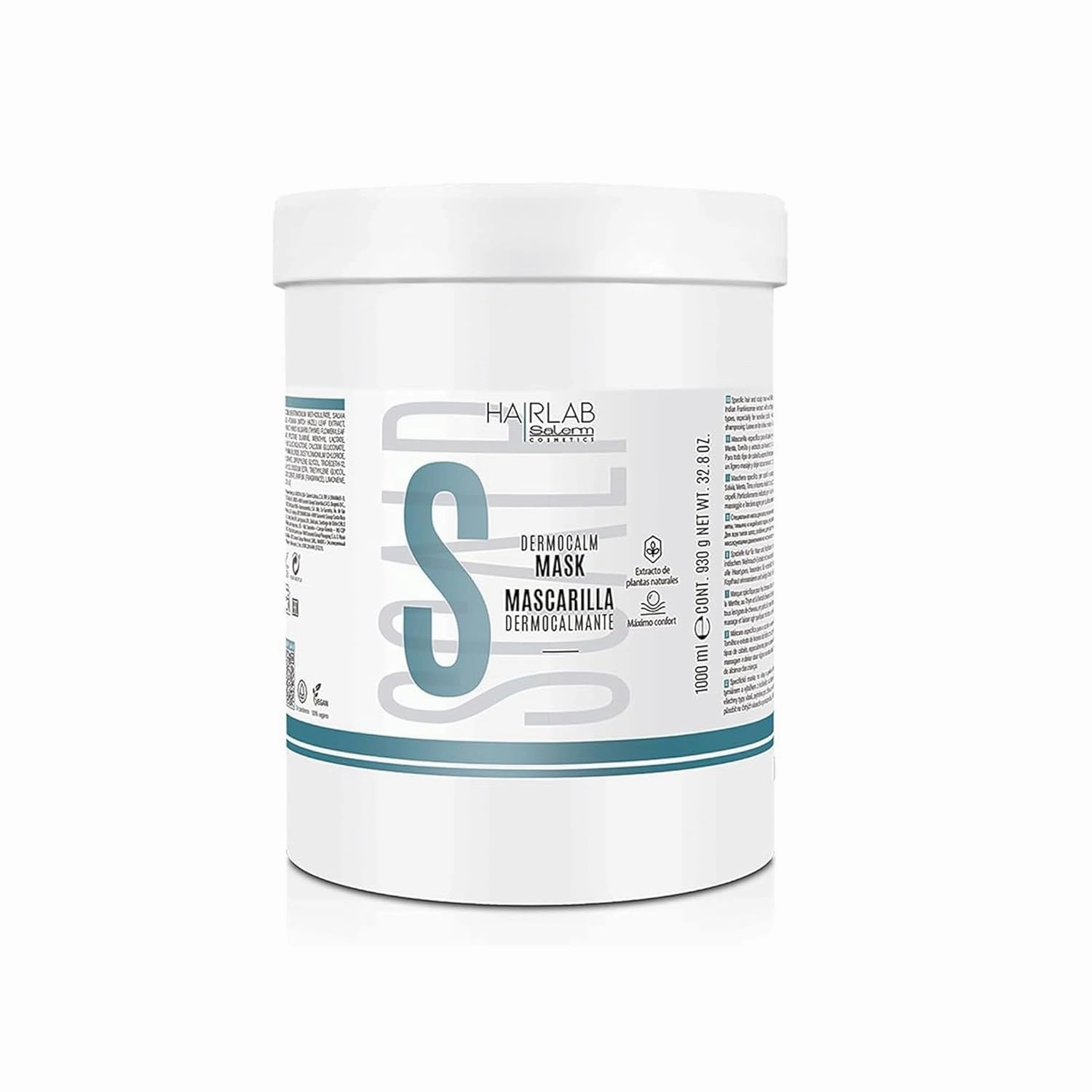 SALERM - Soothing Hair Mask - Dermocalm Hair Lab - 1000 ml - with Witch Hazel, Rosemary, Mint, and Thyme - Gentle Cleansing - Soothes and Balances Sensitive Scalp - Paraben-Free