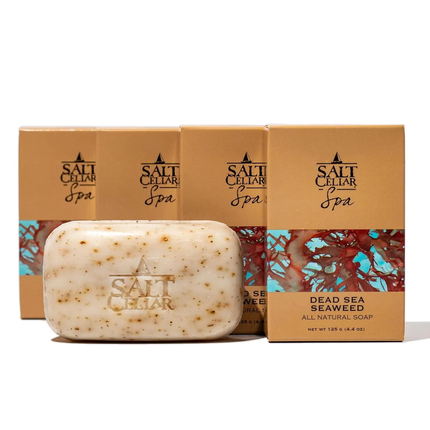 Salt Cellar Spa All Natural Dead Sea Seaweed Mineral Soap – Pack of 4 – Nourishing & Hydrating for Glowing, Healthy Skin – Ideal for Eczema, Psoriasis, and Dry Skin Relief