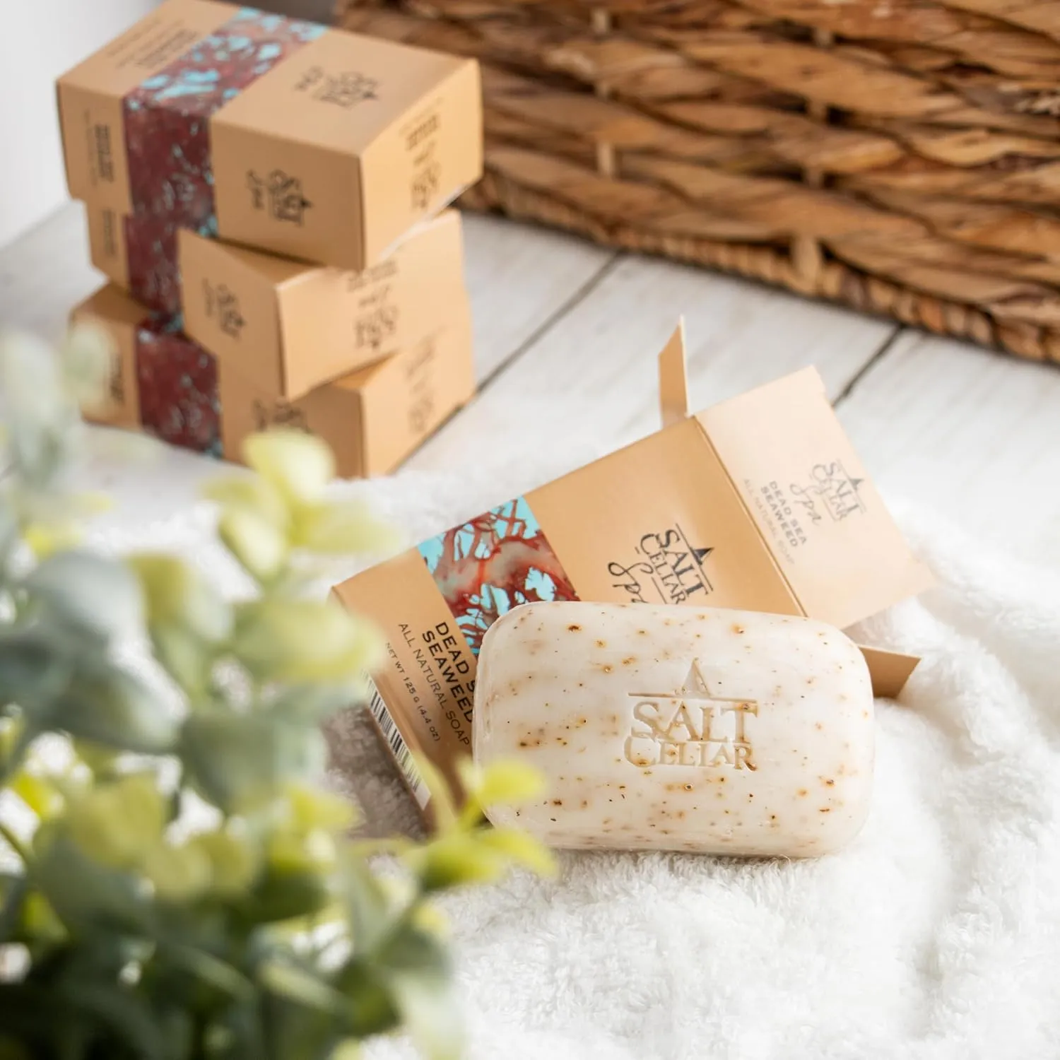 Salt Cellar Spa All Natural Dead Sea Seaweed Mineral Soap – Pack of 4 – Nourishing & Hydrating for Glowing, Healthy Skin – Ideal for Eczema, Psoriasis, and Dry Skin Relief