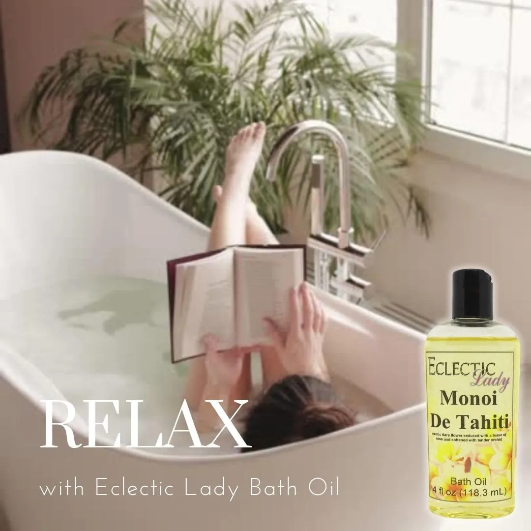 Sandalwood Patchouli Bath Oil by Eclectic Lady - Scented Bath Oil - Relaxing & Moisturizing Bathing Oil - Fragrance Body Oil For Dry & Rough Sensitive Skin - Body Daily Nourishing Shower Oil (16 oz)