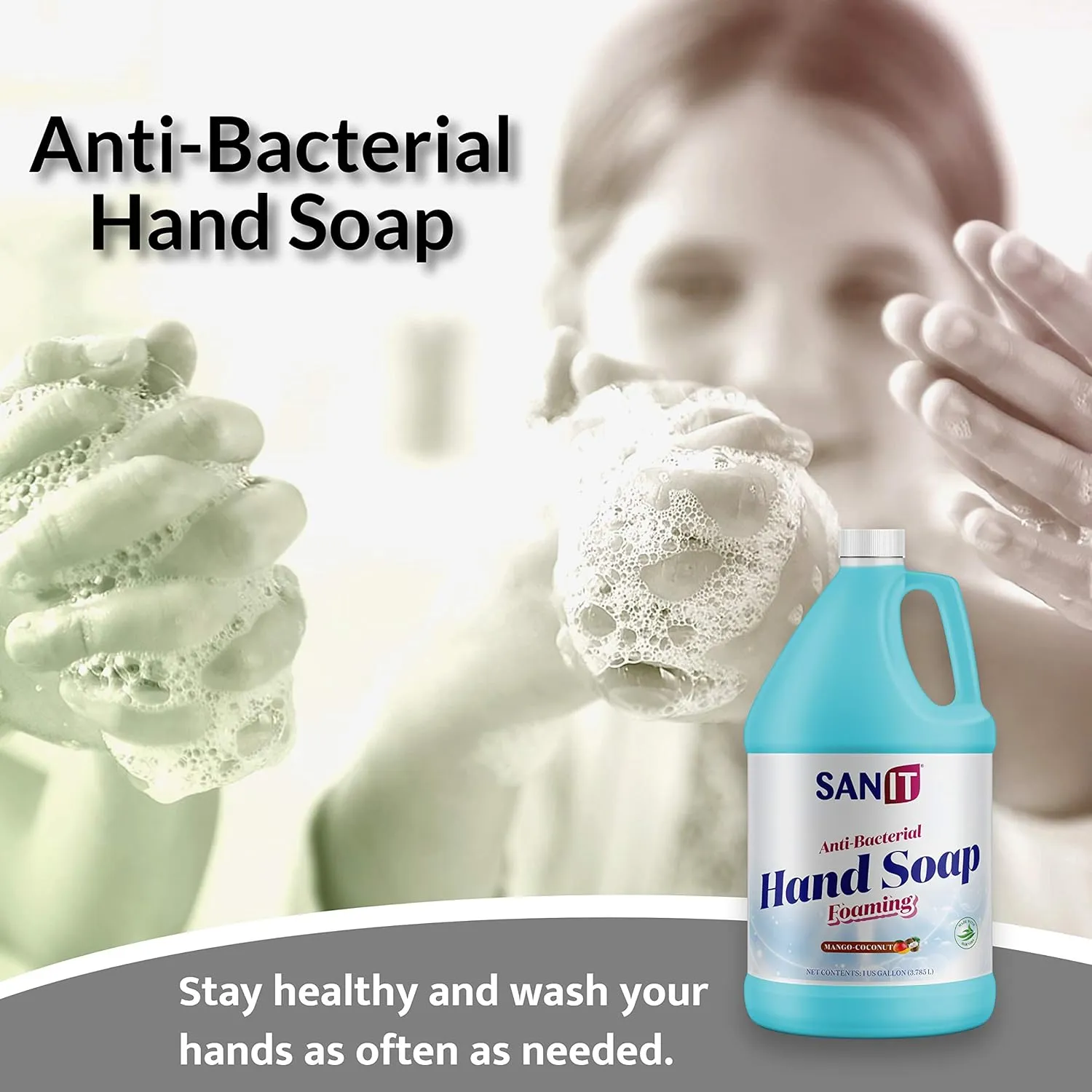 Sanit Antibacterial Foaming Hand Soap Refill - Advanced Formula with Aloe Vera and Moisturizers - All-Natural Moisturizing Hand Wash - Made in USA, Mango Coconut, 1 Gallon