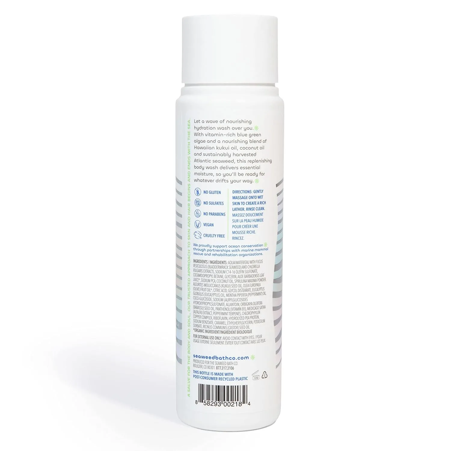 Seaweed Bath Co. Hydrate Body Wash, Eucalyptus Peppermint Scent, 12 Ounce (Pack of 2), Shower Gel for Men & Women, Vegan, Paraben Free, Sulfate Free, Cruelty Free
