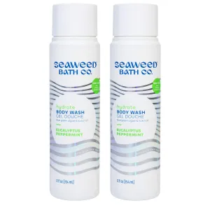 Seaweed Bath Co. Hydrate Body Wash, Eucalyptus Peppermint Scent, 12 Ounce (Pack of 2), Shower Gel for Men & Women, Vegan, Paraben Free, Sulfate Free, Cruelty Free