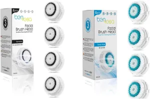 Sensitive and Deep Pore Brush Heads Compatible with Clarisonic Mia 1, Mia 2, Mia Fit, Alpha Fit, Smart Profile – 2×4 Pack Replacement Facial Cleansing Brush Heads