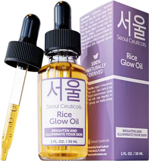 SeoulCeuticals Rice Bran Oil for Skin - Korean Skin Care Facial Glow Oil With Squalane & Vitamin E - Cruelty Free K Beauty Skincare for Glass Skin 1oz