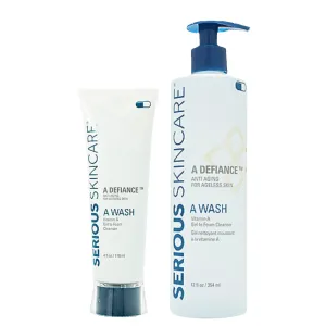 Serious Skincare - Gentle Cleansing and Exfoliating Retinol Facial Wash - Skin Hydrating Gel to Foam Cleanser - Clarify Pores - Removes Makeup, Oil, SPF - Avena Sativa Extract - 12 Fl Oz   4 Fl Oz