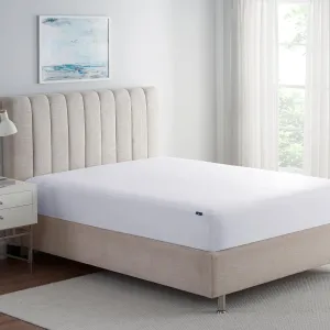 Serta Power Guard Mattress Encasement, 60" x 80", Quiet, Breathable and Waterproof Mattress Protector with Zipper, 18" Elastic Deep Pocket for Secure Fit, Queen Mattress Pad, White