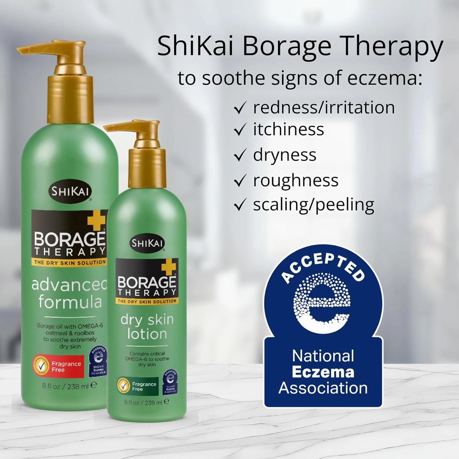 ShiKai Borage Therapy Advanced Formula Body Moisturizer (8oz, Pack of 2) | Fragrance Free | Hydrating Lotion for Dry Hands & Body | with Oatmeal, Shea