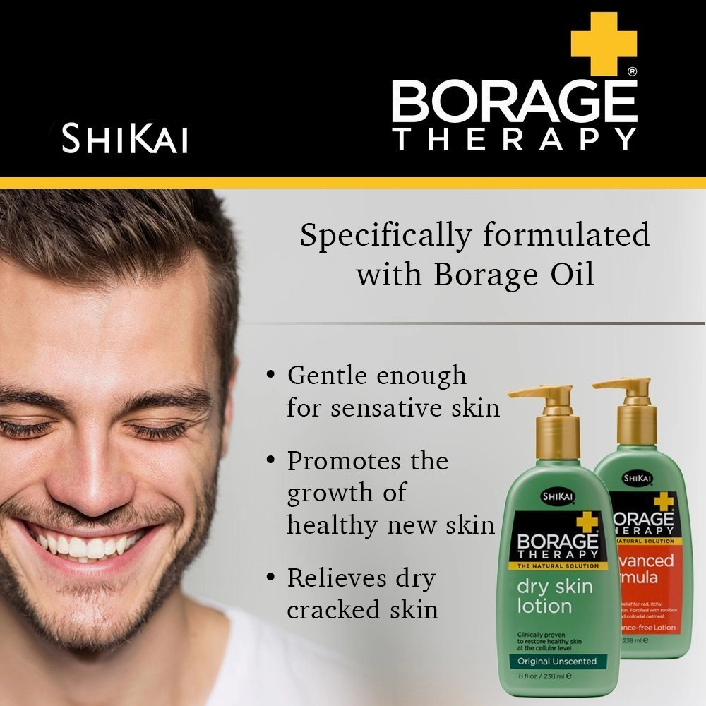 ShiKai Borage Therapy Advanced Formula Body Moisturizer (8oz, Pack of 2) | Fragrance Free | Hydrating Lotion for Dry Hands & Body | with Oatmeal, Shea