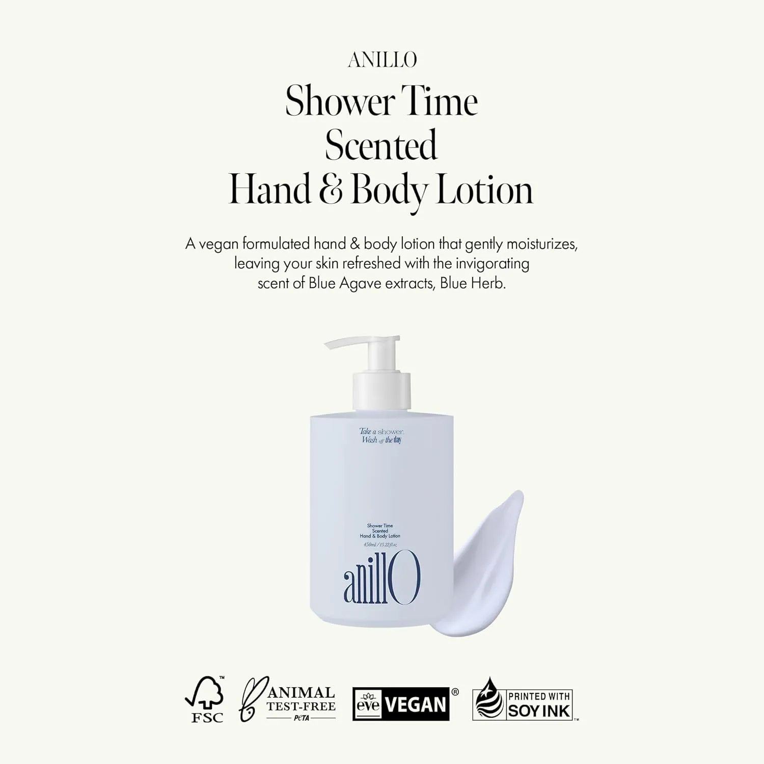 Shower Time Scented Body Wash – Vegan Hand & Body Wash with Ceramide & Botanical Oils, Free from Paraben, Silicone, Sulfate, Blue Agave Scent, 15.22 fl.oz