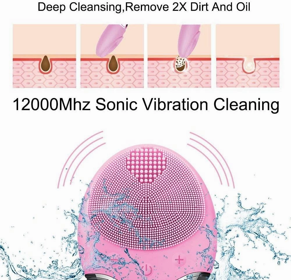 Silicone Facial Cleansing Brush - Electric Face cleaner Scrubber Massager for Gentle Exfoliating, Deep Cleanse