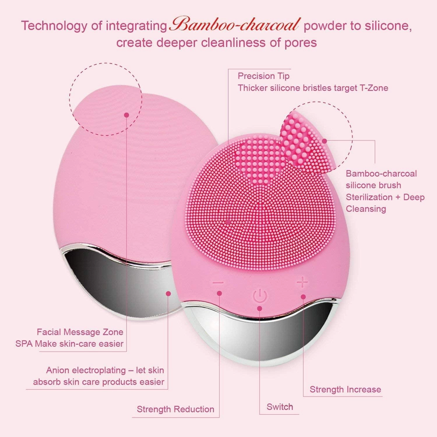 Silicone Facial Cleansing Brush - Electric Face cleaner Scrubber Massager for Gentle Exfoliating, Deep Cleanse