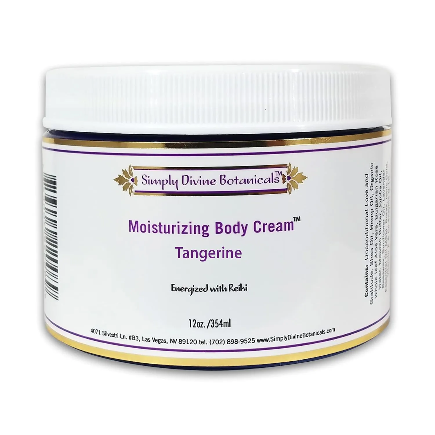 Simply Divine Botanicals Moisturizing Body Cream - Natural and Organic Lotion with Shea Oil, Hemp Oil and Aloe Vera, 12 oz (Tangerine)