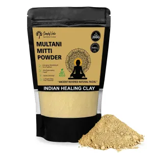 Si.mply-Ve.dic 100% Natural Multani Mitti Powder Face Pack (200Gms-Pack of 2) For Exfoliating Soothing Nourishing Face, Skin & Hair-Indian Healing Clay-Calcium Bentonite Clay-Fuller's Earth-Body Mask