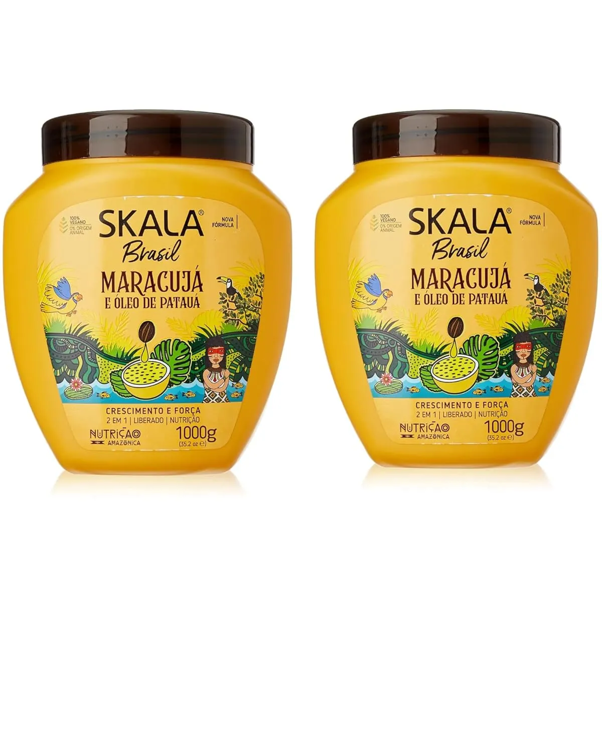 Skala Maracuja Passion Fruit 2 Pack 1000g- Vegan, Cruelty Free Silicon Sulfate Paraben Free Brazilian Treatment Made In Brazil For Curl Gurls