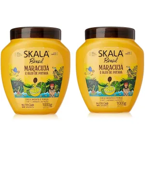 Skala Maracuja Passion Fruit 2 Pack 1000g- Vegan, Cruelty Free Silicon Sulfate Paraben Free Brazilian Treatment Made In Brazil For Curl Gurls