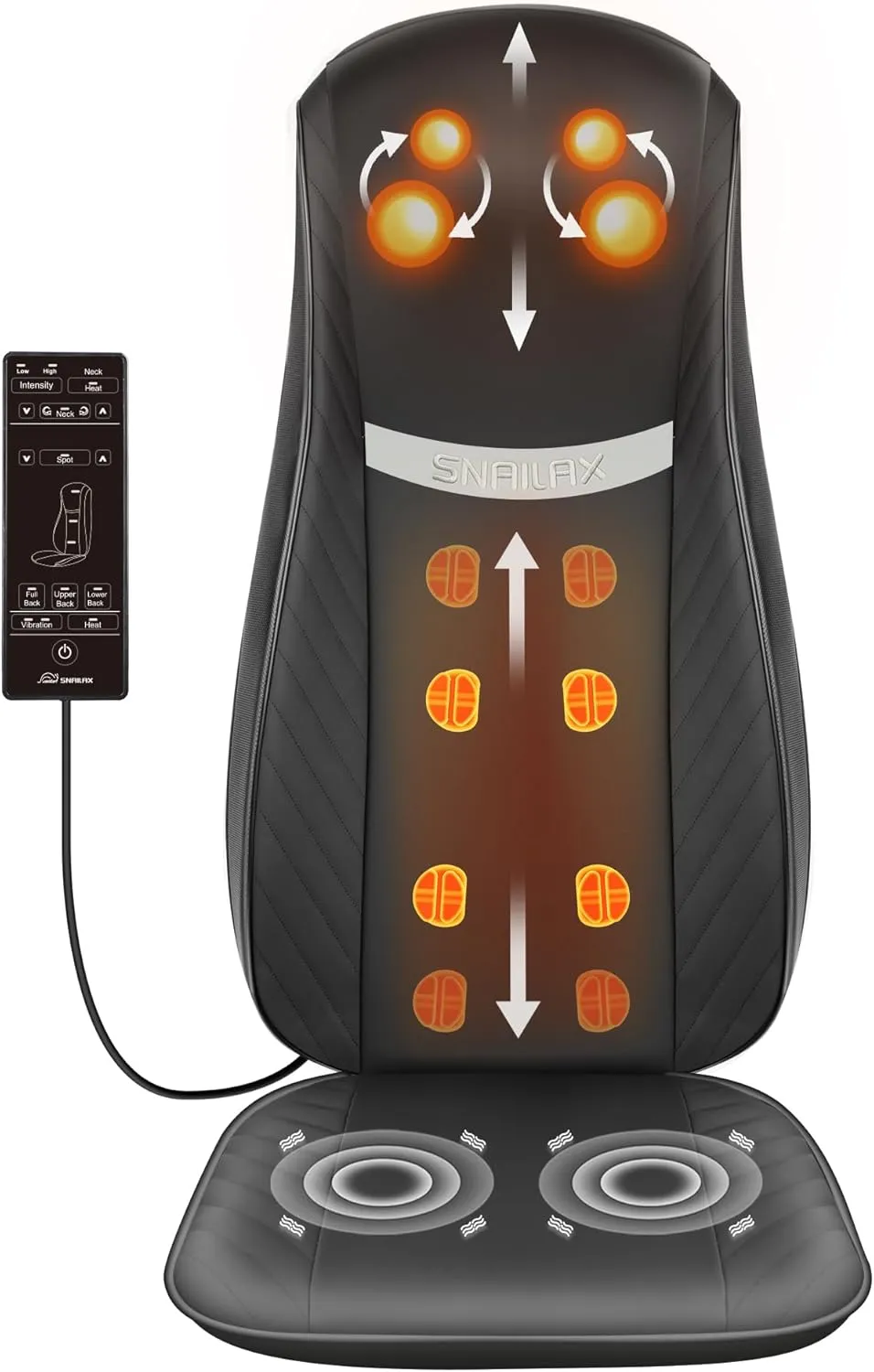 Snailax Upgraded Shiatsu Back Massager with Heat -Deep Kneading Massage Chair Pad with Adjustable Intensity,Full Body Massage Seat Cushion for Relaxation