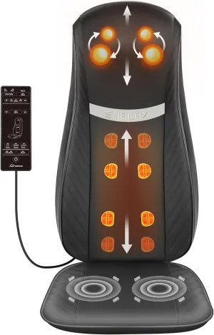 Snailax Upgraded Shiatsu Back Massager with Heat -Deep Kneading Massage Chair Pad with Adjustable Intensity,Full Body Massage Seat Cushion for Relaxation
