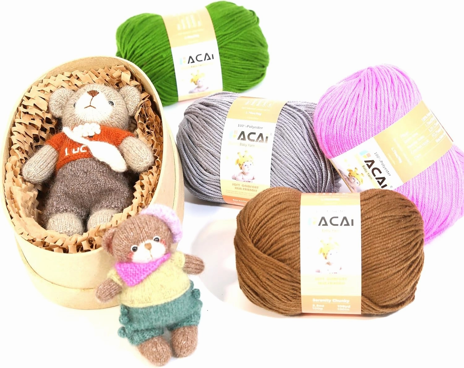 Soft Baby Yarn for Knitting100% Acrylic, 50 oz 110 Yards per Ball, Perfect for Baby Soft Knitting Projects (6, Deep Sapphire Blue)