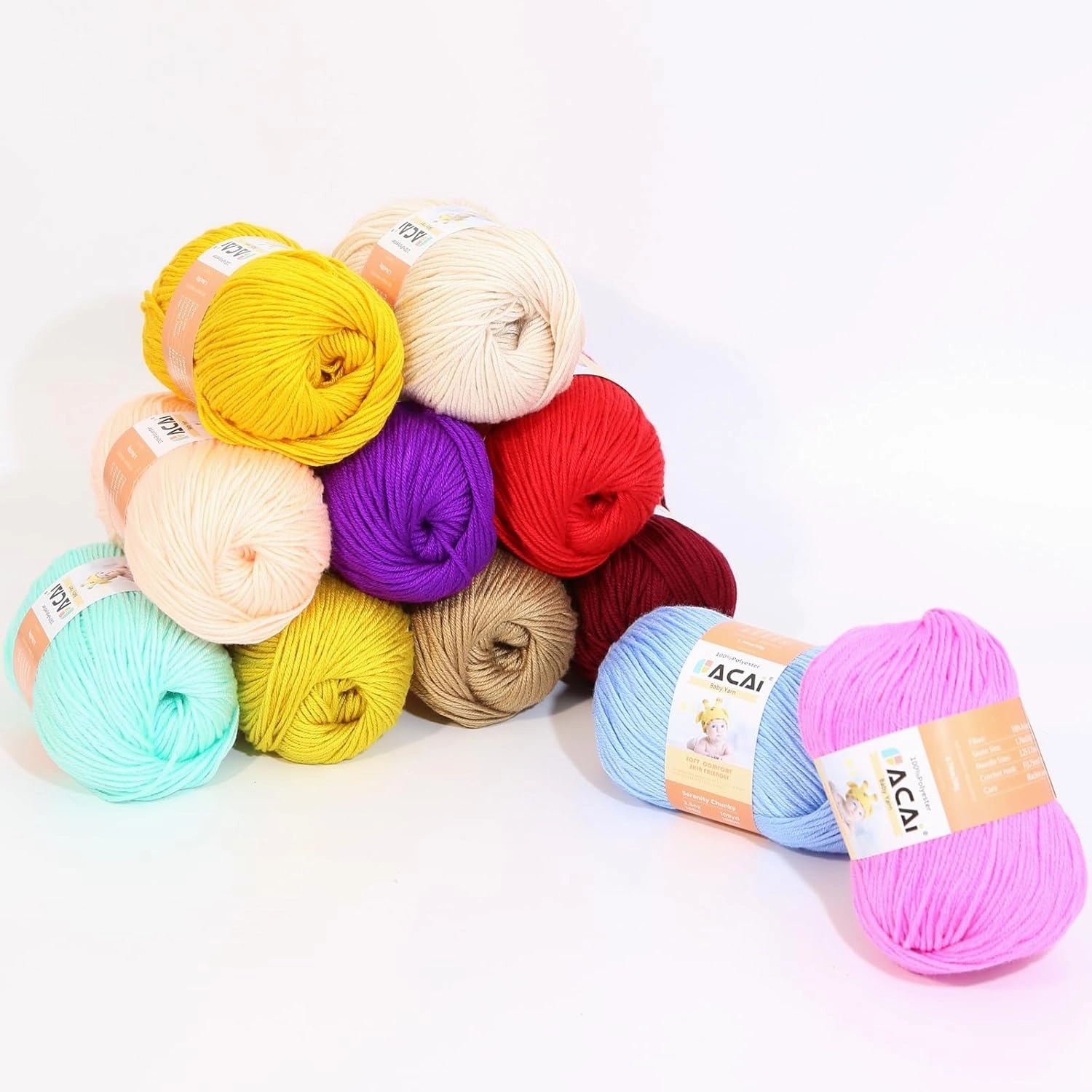 Soft Baby Yarn for Knitting100% Acrylic, 50 oz 110 Yards per Ball, Perfect for Baby Soft Knitting Projects (6, Deep Sapphire Blue)
