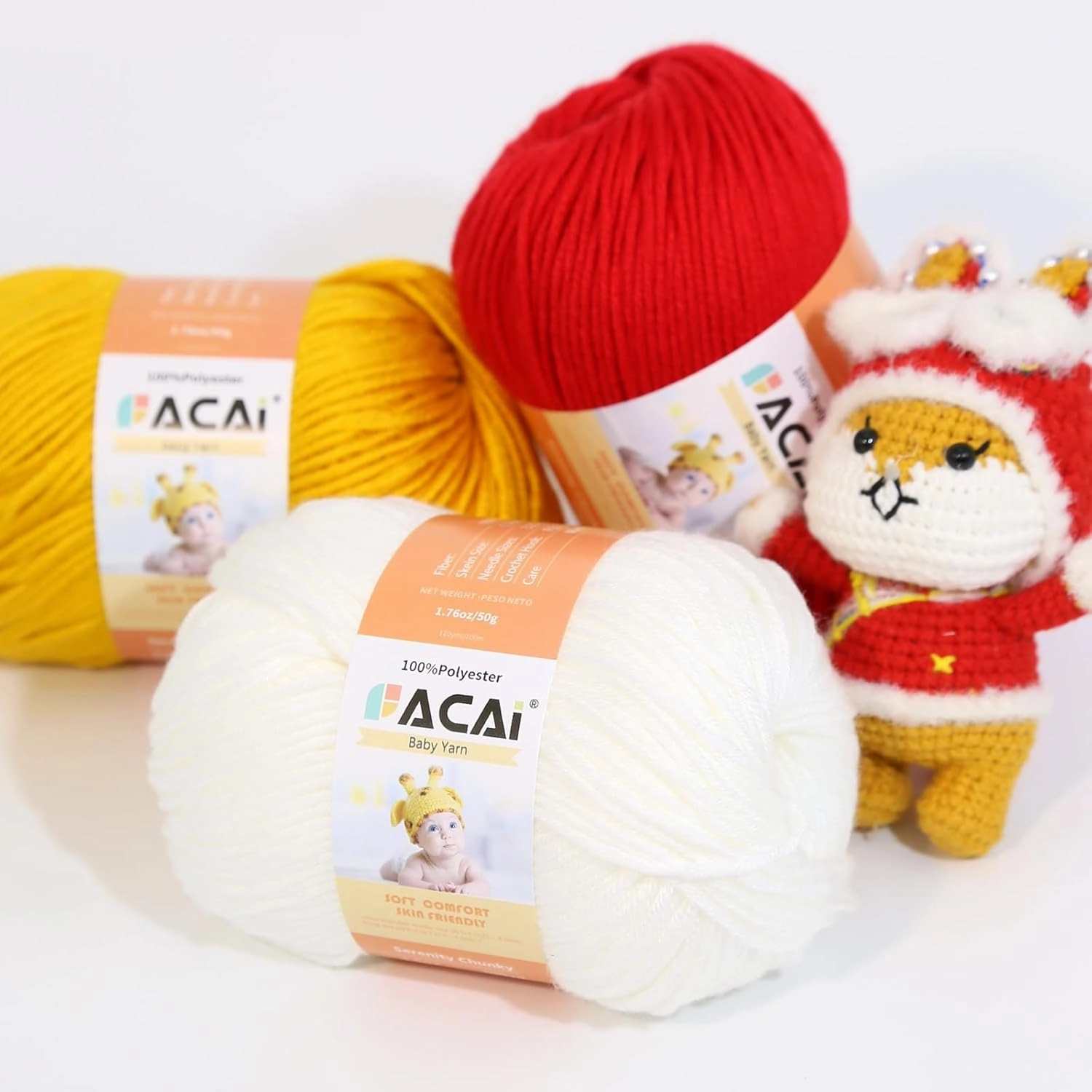 Soft Baby Yarn for Knitting100% Acrylic, 50 oz 110 Yards per Ball, Perfect for Baby Soft Knitting Projects (6, Deep Sapphire Blue)