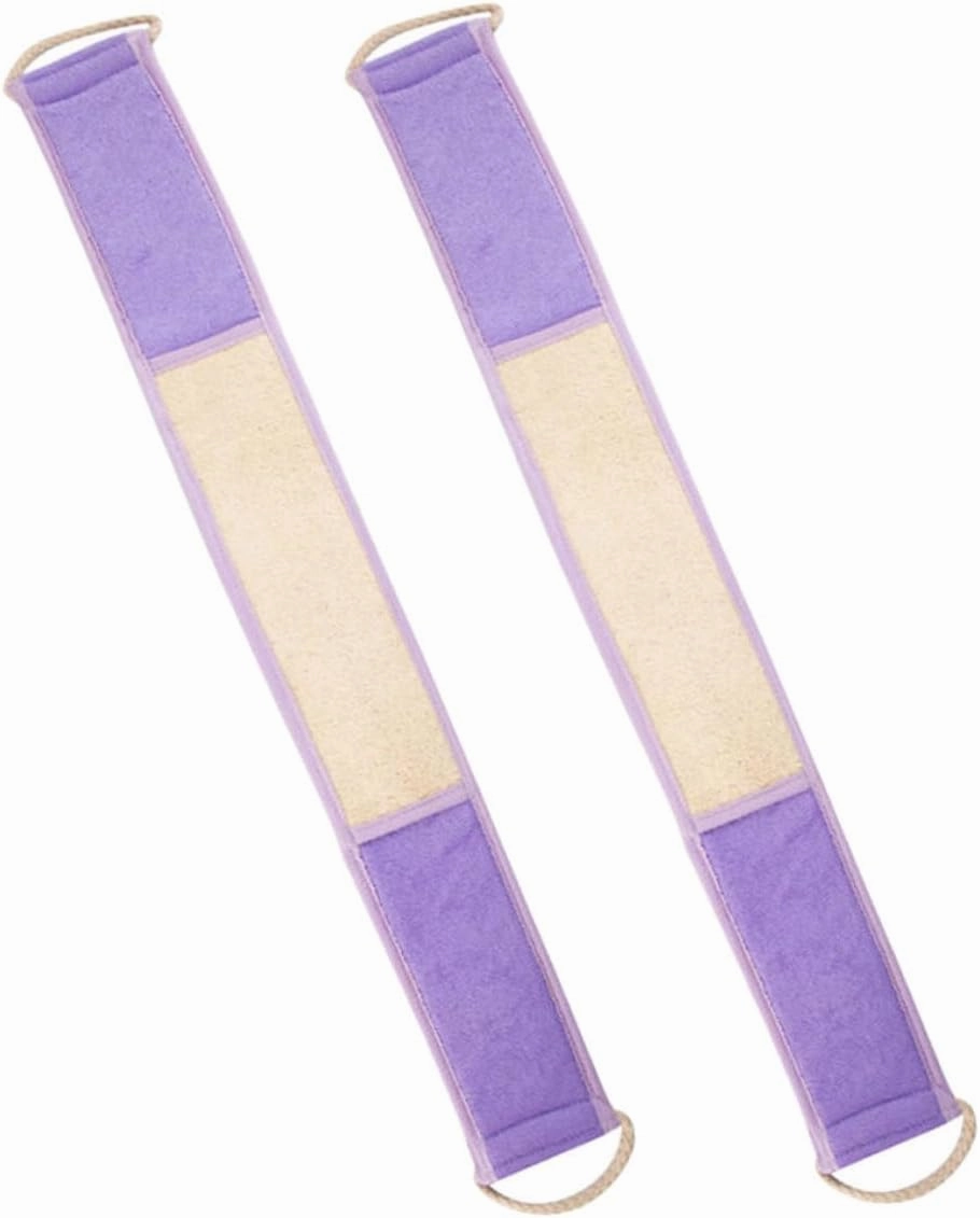 SOIMISS 2pcs Style Exfoliating Washcloths with Stretchable Pull Strap Violet Body Scrubber for Deep Cleansing and Spa Experience Gentle Back Exfoliating Towels for Men and Women