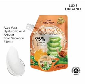 Soothing Gel with Aloe Vera & Snail, 3.38 fl oz, For All Skin Types, Paraben Free