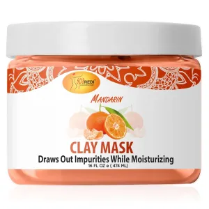 SPA REDI - Clay Mask, Mandarin, 16 Oz - Pedicure and Body Deep Cleansing, Skin Pore Purifying, Detoxifying and Hydrating - Natural Bentonite Clay, Amino Acids Panthenol, Comfrey Extract