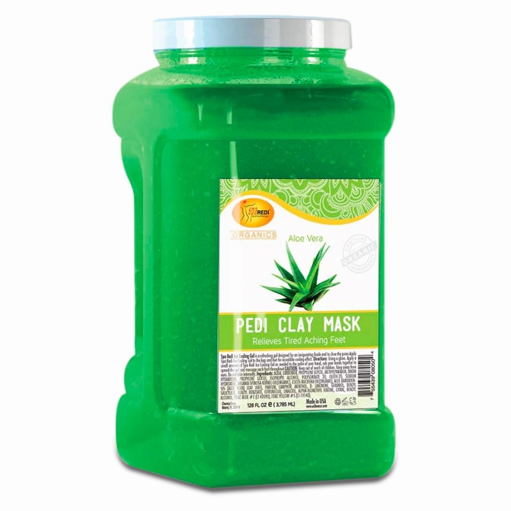 SPA REDI - Clay Mask, Aloe Vera, 128 Oz - Pedicure and Body Deep Cleansing, Skin Pore Purifying, Detoxifying and Hydrating - Natural Bentonite Clay, Infused with, Amino Acids