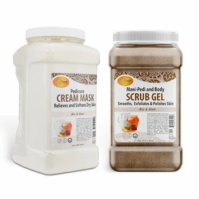 SPA REDI Exfoliating Scrub Pumice Gel & Body and Foot Cream Mask, Milk and Honey, 128 Oz Each - Hydrating Exfoliator & Pedicure Massage for Soft, Nourished Skin