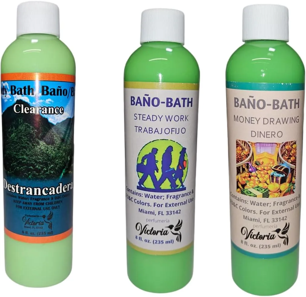 Spiritual Cleansing Bath - Ruda, Destroy Everything, and Holy Water Combo | Cleansing, Protection, and Spiritual Balance | 8 fl oz Each | External Use Only (Success and Prosperity)