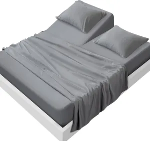 SPRINGSPIRIT Split Top King Sheets Sets for Adjustable Bed, 4 Piece Bed Sheets Set Deep Pockets, Extra Soft and Breathable Bedding Sheets, Grey