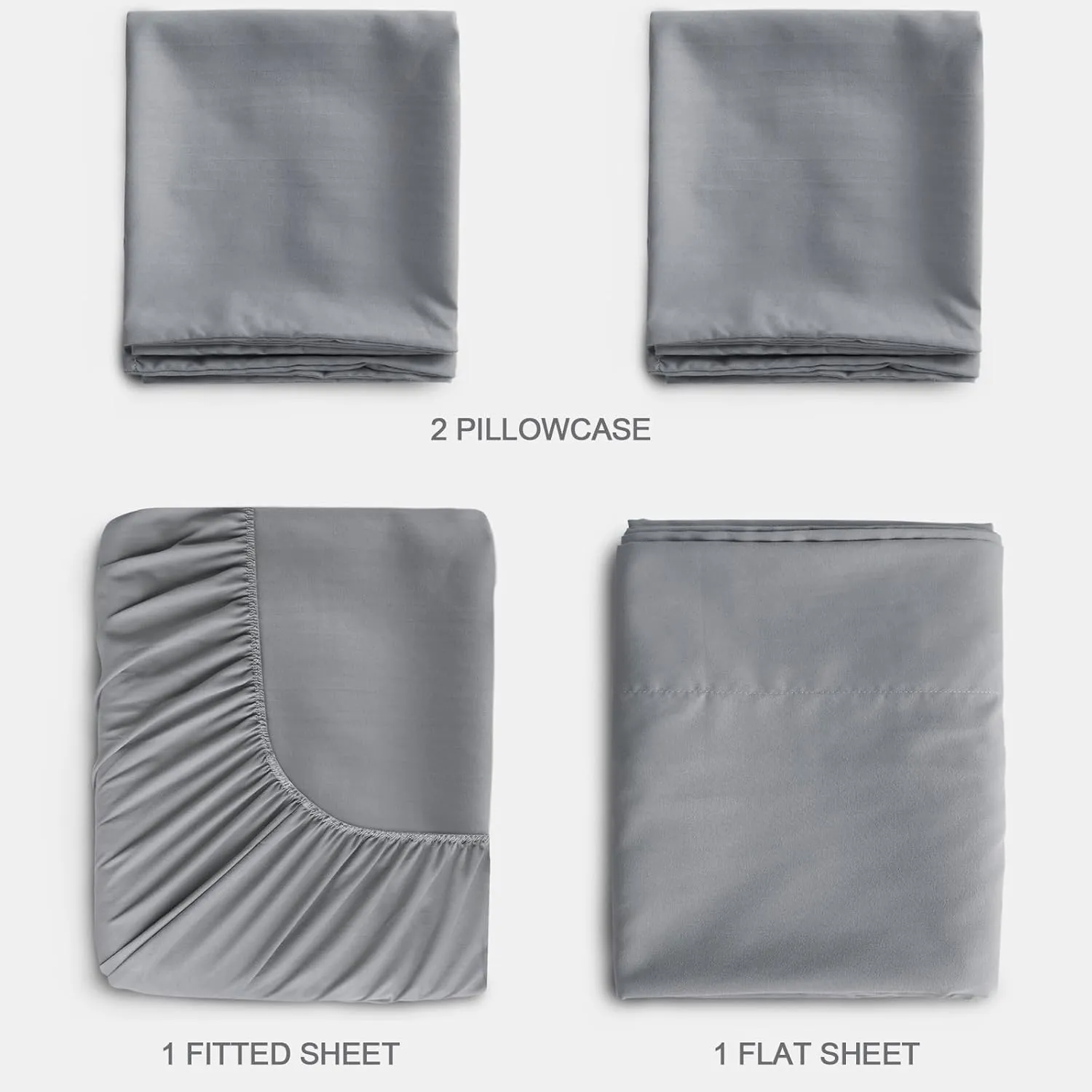 SPRINGSPIRIT Split Top King Sheets Sets for Adjustable Bed, 4 Piece Bed Sheets Set Deep Pockets, Extra Soft and Breathable Bedding Sheets, Grey