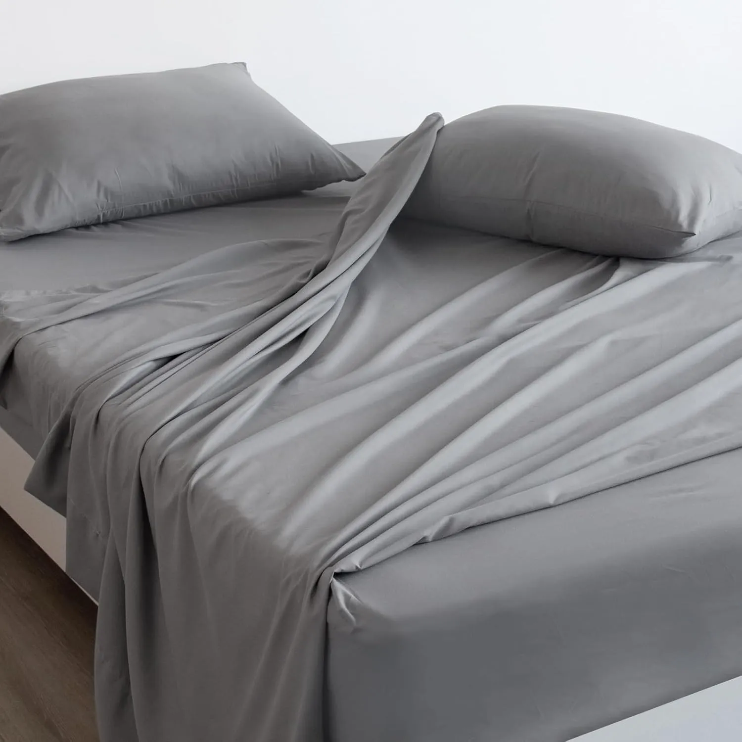 SPRINGSPIRIT Split Top King Sheets Sets for Adjustable Bed, 4 Piece Bed Sheets Set Deep Pockets, Extra Soft and Breathable Bedding Sheets, Grey