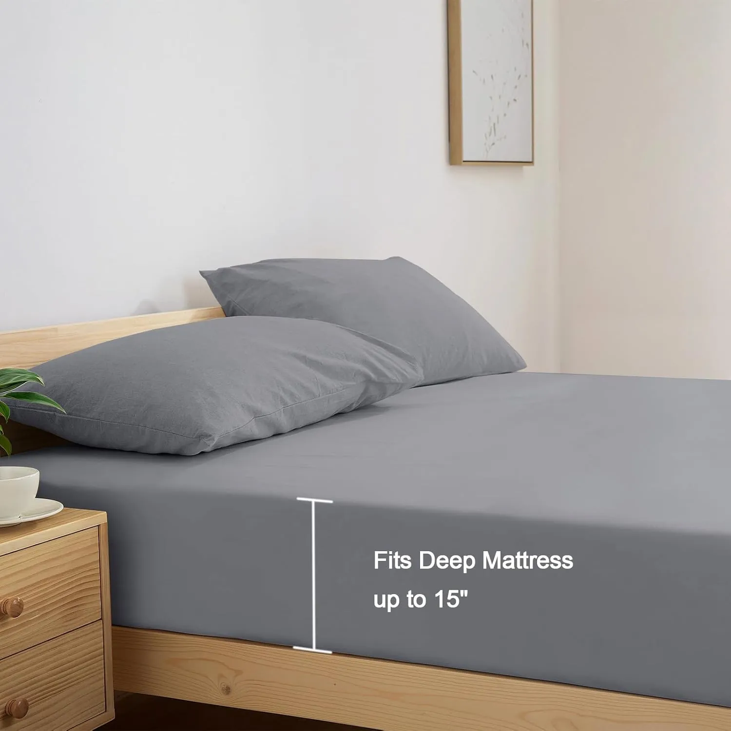 SPRINGSPIRIT Split Top King Sheets Sets for Adjustable Bed, 4 Piece Bed Sheets Set Deep Pockets, Extra Soft and Breathable Bedding Sheets, Grey