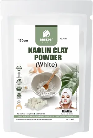 SS Natural Kaolin Clay Powder (China Clay) Anti Acne, Skin Whitening & Hair Care| Face Pack (150gm, 1 Pouch) 100% Pure White Kaolin Clay (Chini Mitti)