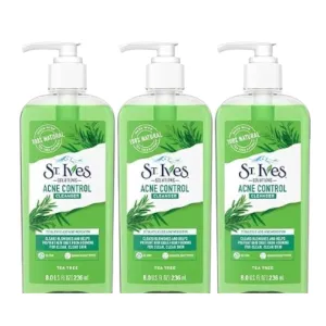 St. Ives Acne Control Face Cleanser Skin Care with 2% Salicylic Acid, and 100% Natural Tea Tree Extract 8 oz (Pack of 3)