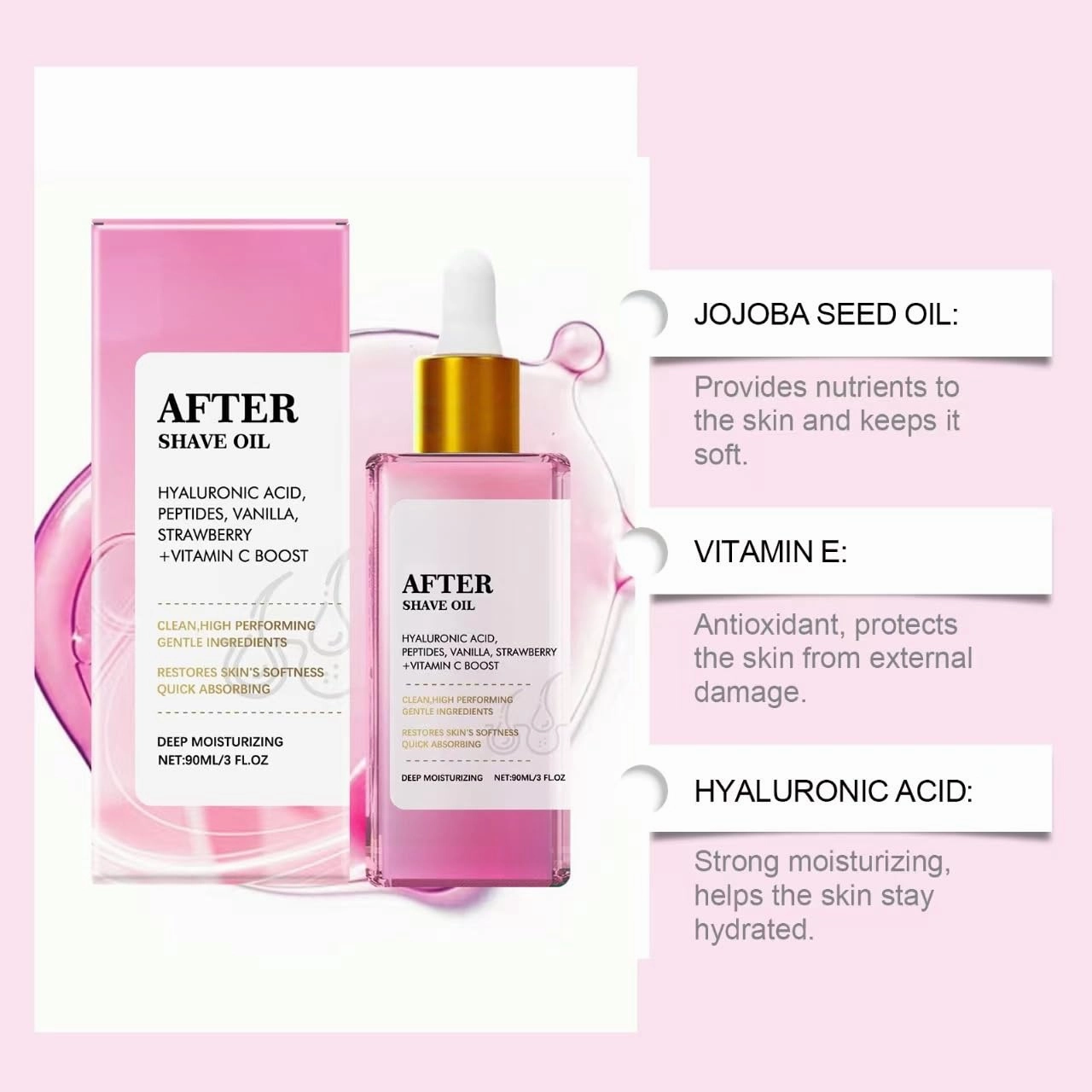 Strawberry Vanilla After Shave Oil,Soothing & Hydrating Treatment to Prevent Ingrow, Strawberry & Vanilla Scent for All Skin Types (1)