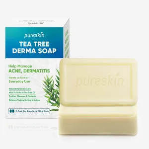 Sulfur & Tea Tree Soap for Acne Seborrheic - Flaking Skin Extra Relief - Refreshing Gentle Deep Clean for Dry & Flaky Skin 2 Packs