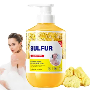 Sulfur Body Wash, Gentle Sulfur Soap, Deep Clean Refreshing Soothes Gentle Daily Body Clean, Shower Gel for Women and Men, Enjoy a Soothing Shower Experience (1pcs)
