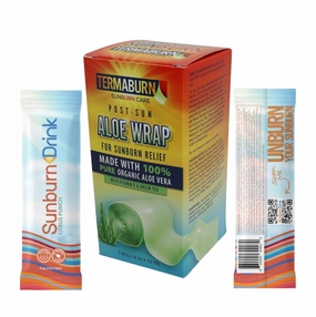 Sunburn Care Kit: TermaBurn Sunburn Care Aloe Wrap and SunBurnDrink Citrus Punch Drink Stick (x2)